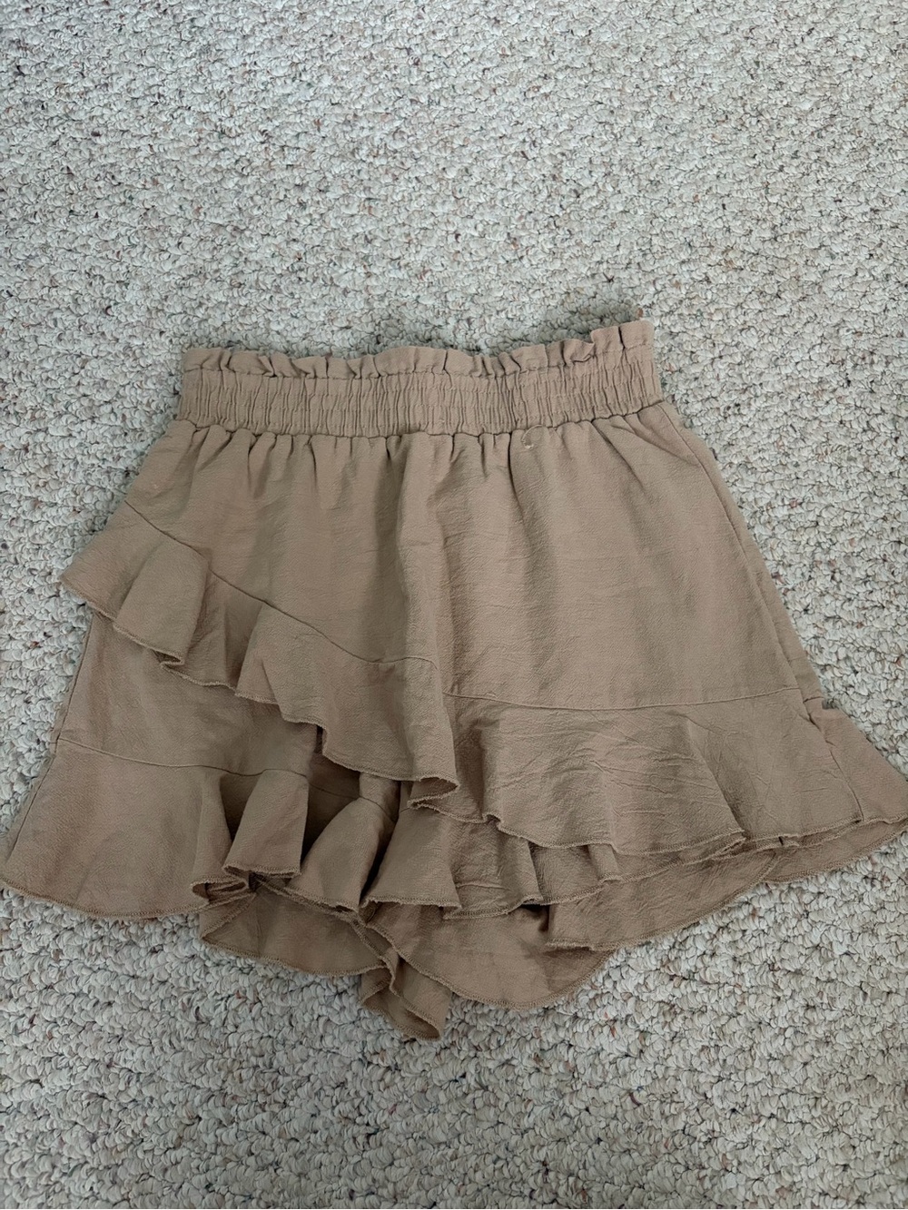 Ruffled Tiered Skort in Tan